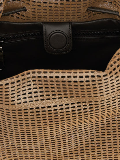 Quilted Bucket Handbag by Brunello Cucinelli for women in calfskin leather brown features a contemporary silhouette, showcasing a secure drawstring & magnetic, ample , and contemporary shoulder-strap, handle & adjustable-strap for a sophisticated look.