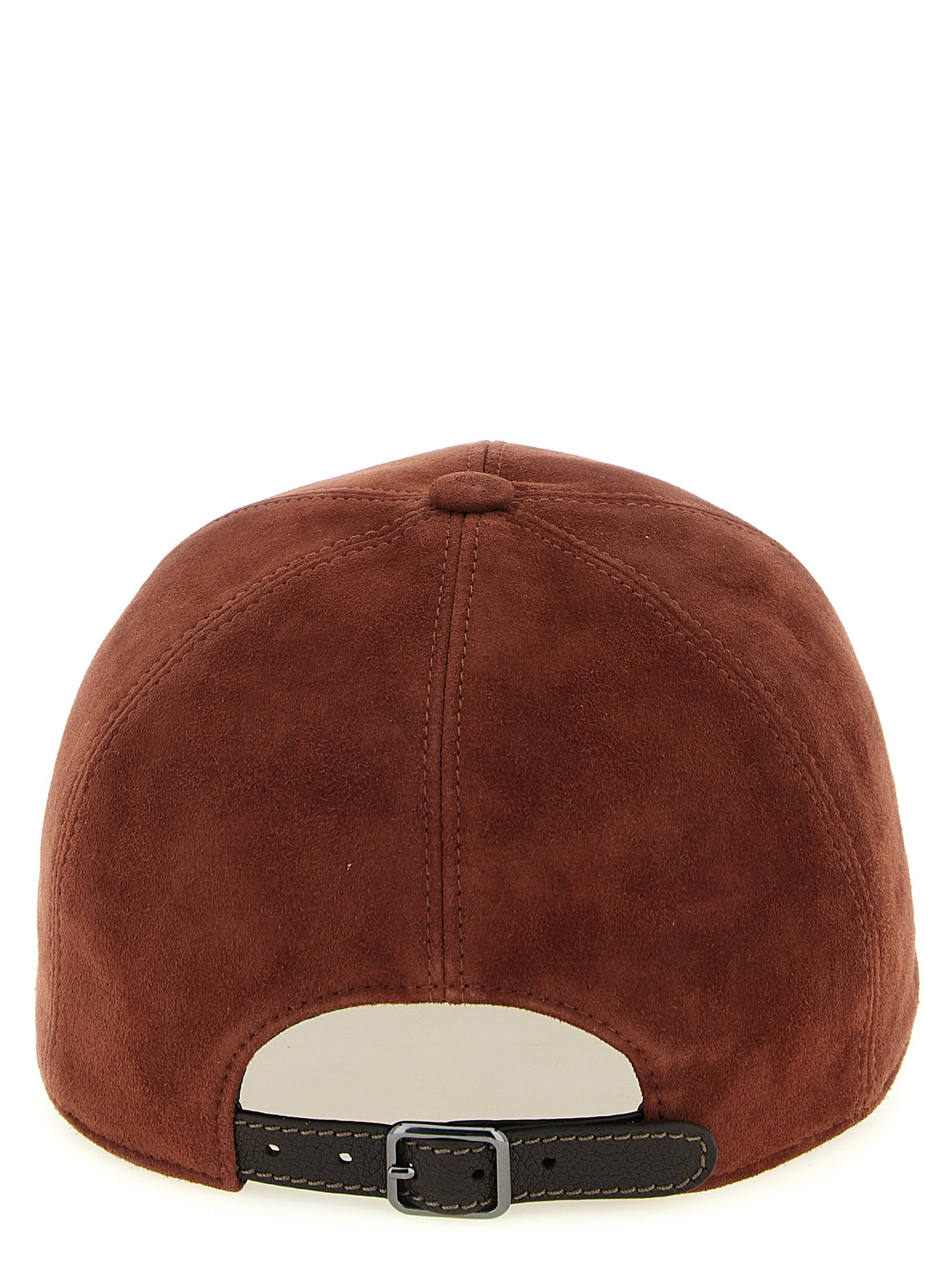 Baseball Cap by Brunello Cucinelli for women in lamb leather multicolor & red presents a tailored silhouette, perfectly capturing the essence of Monile Lamb Leather Baseball Cap with its tailored finish and superior craftsmanship.