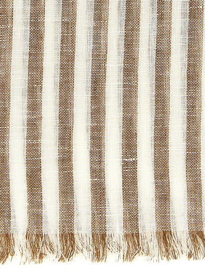 Scarf by Brunello Cucinelli for women in linen polyester & viscose brown, patterned & striped presents a effortlessly chic silhouette, artfully capturing the essence of the effortlessly chic Linen Polyester & Viscose Scarf design for a sophisticated look.