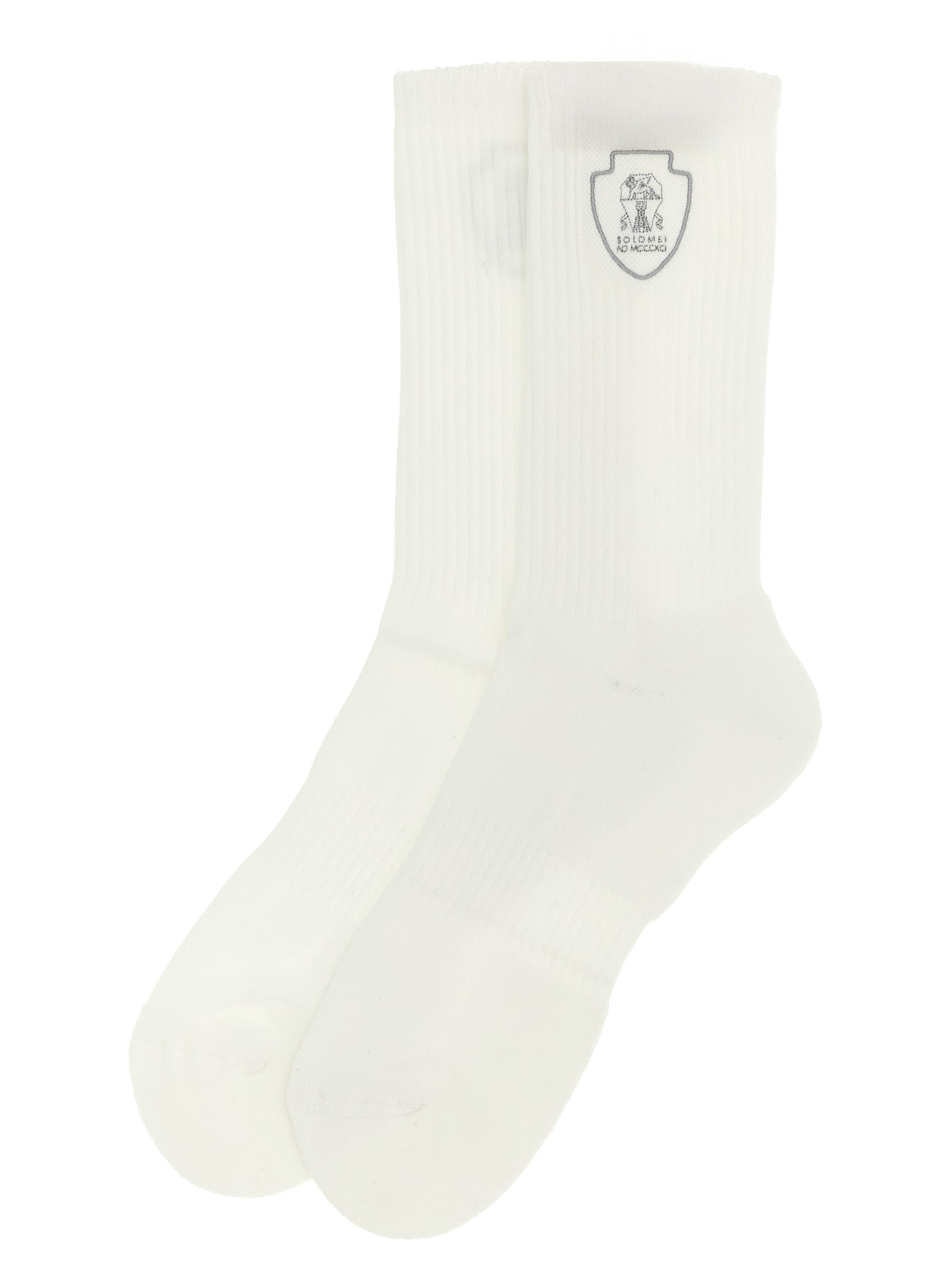 These Socks by Brunello Cucinelli for men in stretch polyamide cotton white present a utilitarian silhouette from the Men's Stretch Polyamide Cotton Socks collection, offering a utilitarian fit and refined aesthetic.