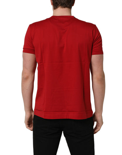 Dolce & Gabbana Men's Regular Fit Short-Sleeve Crew Neck Cotton T-Shirt - Red Print