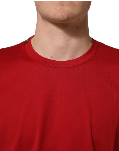 Dolce & Gabbana Men's Regular Fit Short-Sleeve Crew Neck Cotton T-Shirt - Red Print