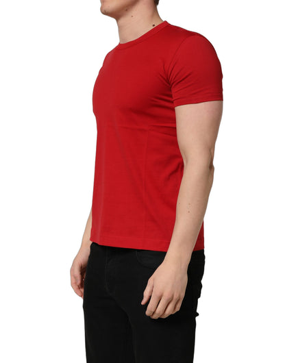 Dolce & Gabbana Men's Regular Fit Short-Sleeve Crew Neck Cotton T-Shirt - Red Print