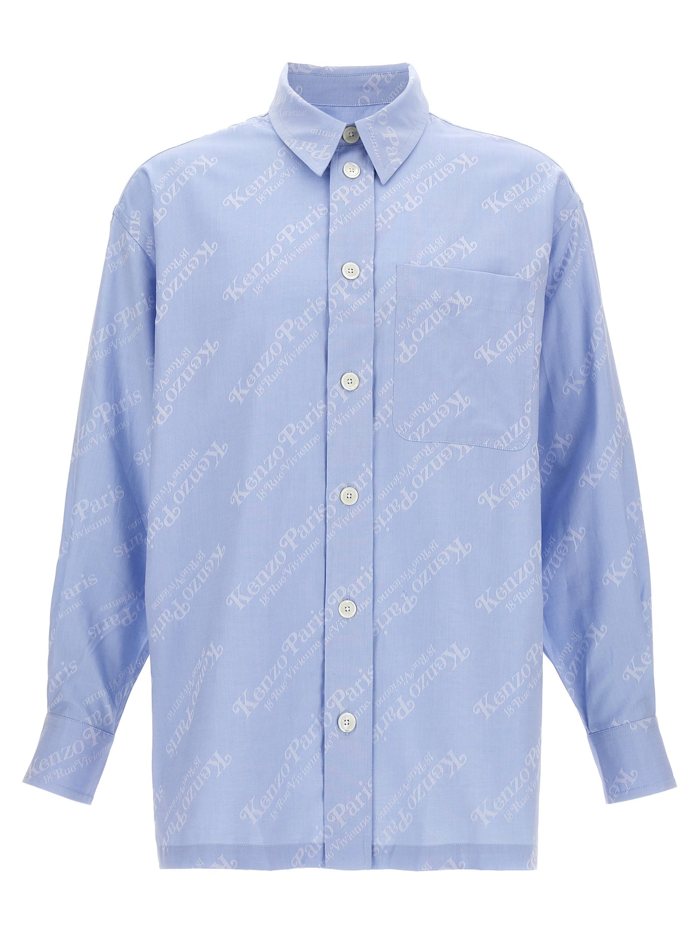 Shirt by Kenzo for men in cotton light-blue, featuring a nuanced and nuanced for a sophisticated finish.