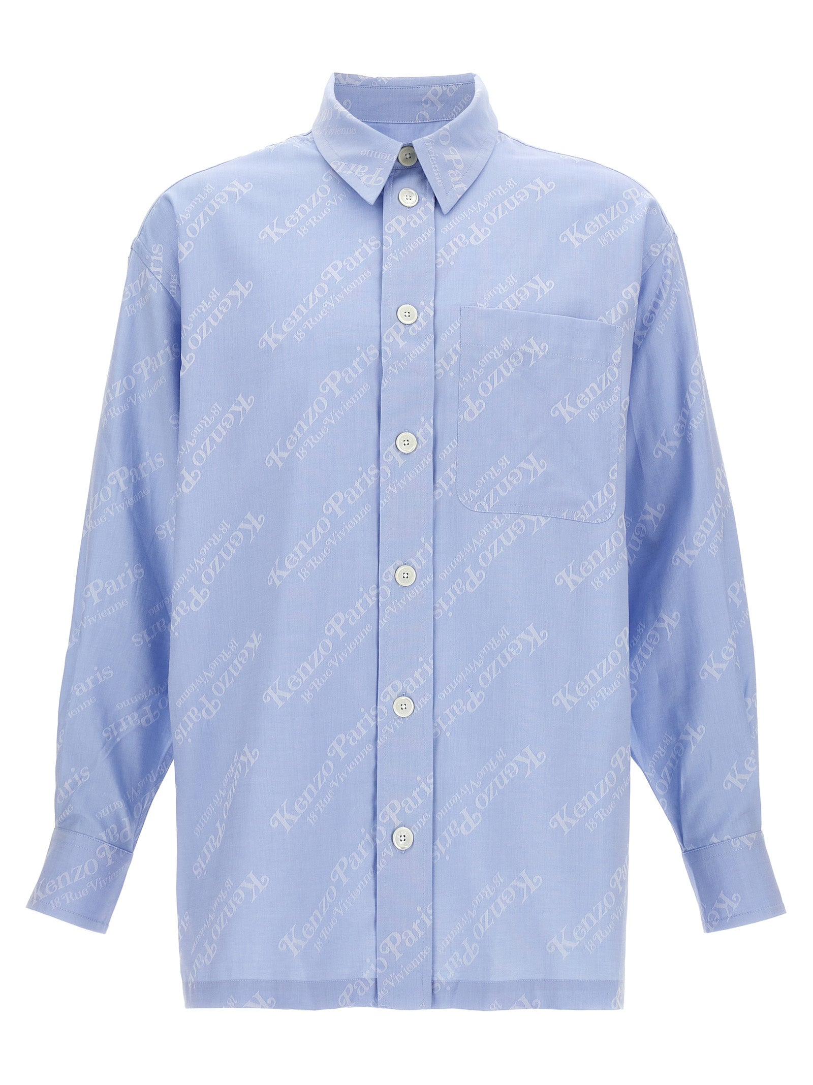 Shirt by Kenzo for men in cotton light-blue, featuring a nuanced and nuanced for a sophisticated finish.
