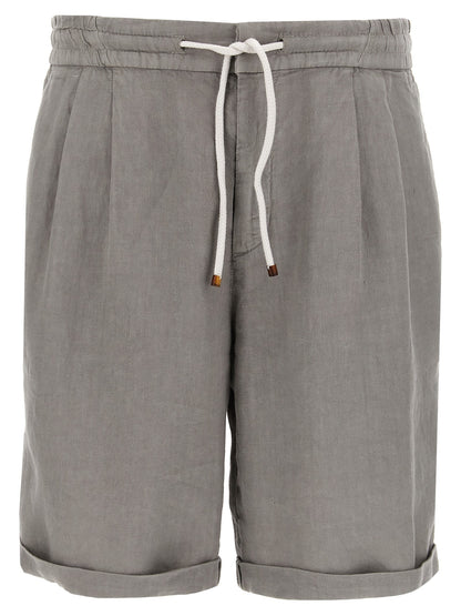 Brunello Cucinelli Gray Linen Bermuda Shorts