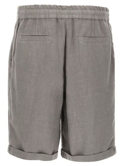 Brunello Cucinelli Gray Linen Bermuda Shorts