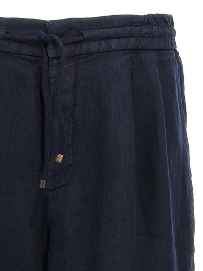 Brunello Cucinelli Men's Relaxed Fit Linen Bermuda Shorts - Blue