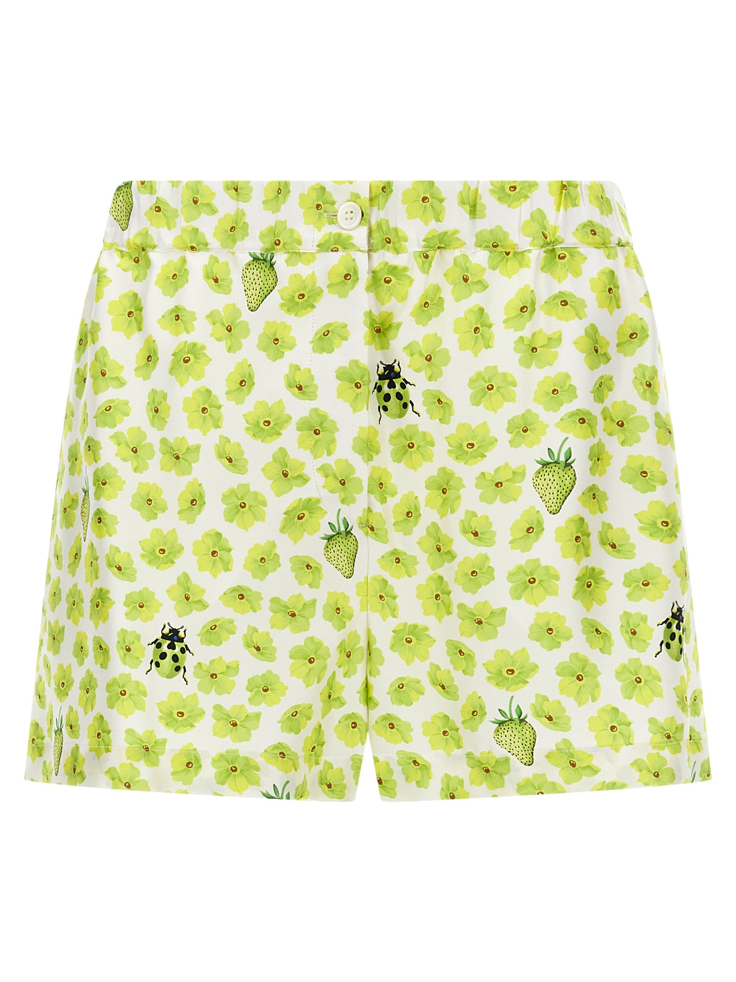 Bermuda Shorts by Versace for women in silk twill multicolor & print features a sartorial silhouette, showcasing a sartorial and short with a sophisticated for a sartorial look.