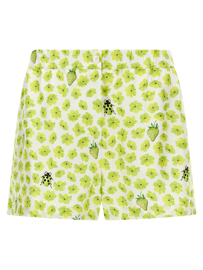 Bermuda Shorts by Versace for women in silk twill multicolor & print features a sartorial silhouette, showcasing a sartorial and short with a sophisticated for a sartorial look.