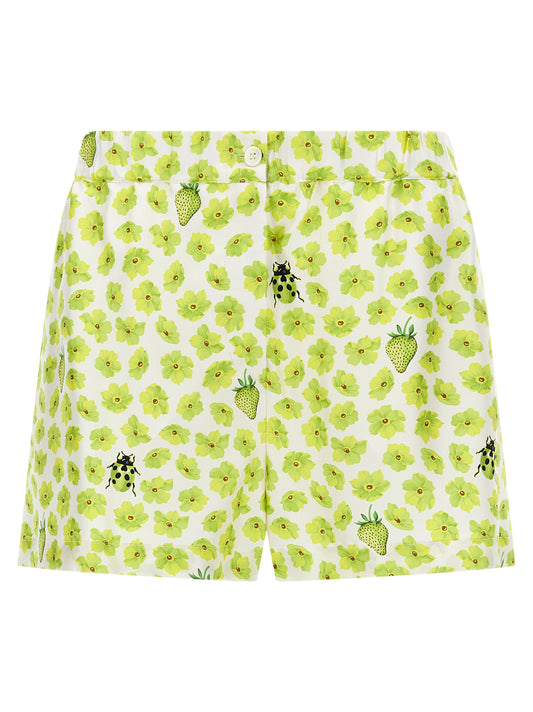 Bermuda Shorts by Versace for women in silk twill multicolor & print features a sartorial silhouette, showcasing a sartorial and short with a sophisticated for a sartorial look.
