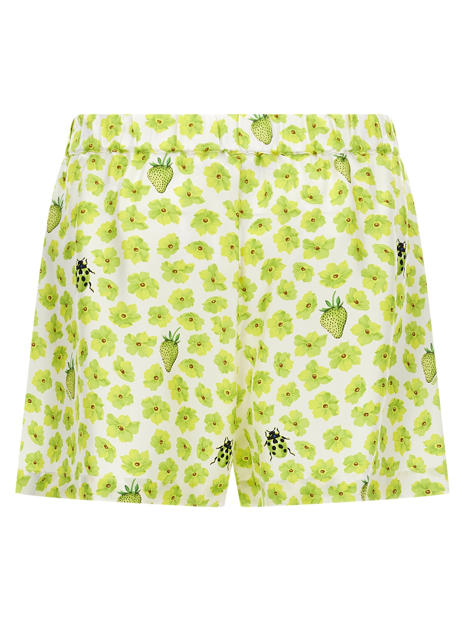 Bermuda Shorts by Versace for women in silk twill multicolor & print features a sartorial silhouette, showcasing a sartorial and short with a sophisticated for a sartorial look.