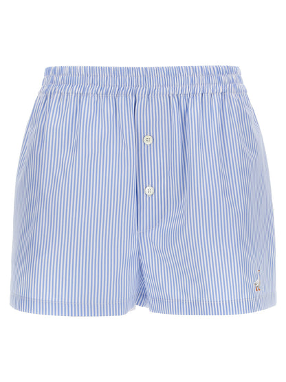 Moschino Women's Cotton Cargo Shorts - Light Blue Striped