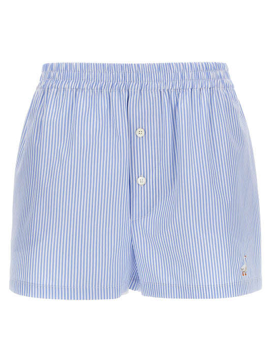 Moschino Women's Cotton Cargo Shorts - Light Blue Striped