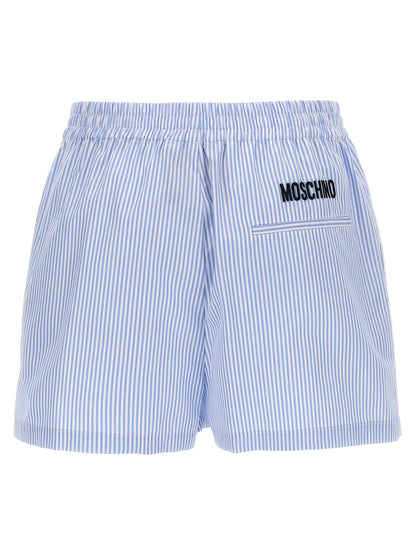 Moschino Women's Cotton Cargo Shorts - Light Blue Striped