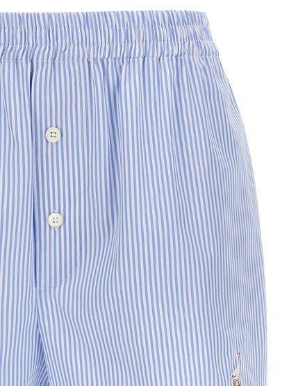Moschino Women's Cotton Cargo Shorts - Light Blue Striped
