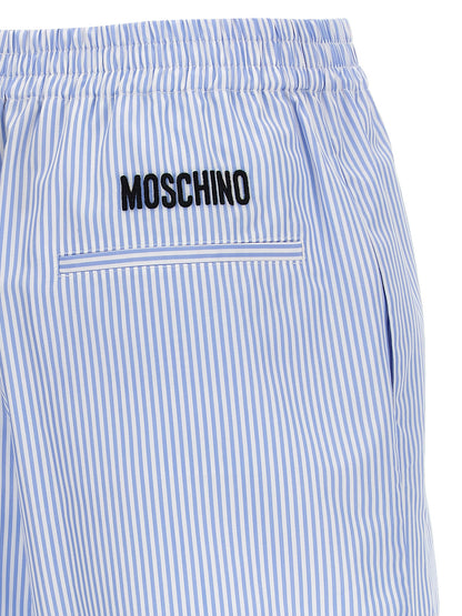 Moschino Women's Cotton Cargo Shorts - Light Blue Striped