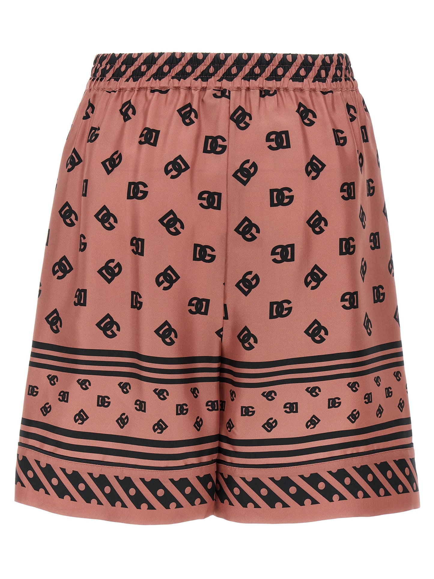 Bermuda Shorts by Dolce & Gabbana for women in silk satin multicolor & pink features a sartorial silhouette, showcasing a sartorial and short with a sophisticated for a sartorial look.