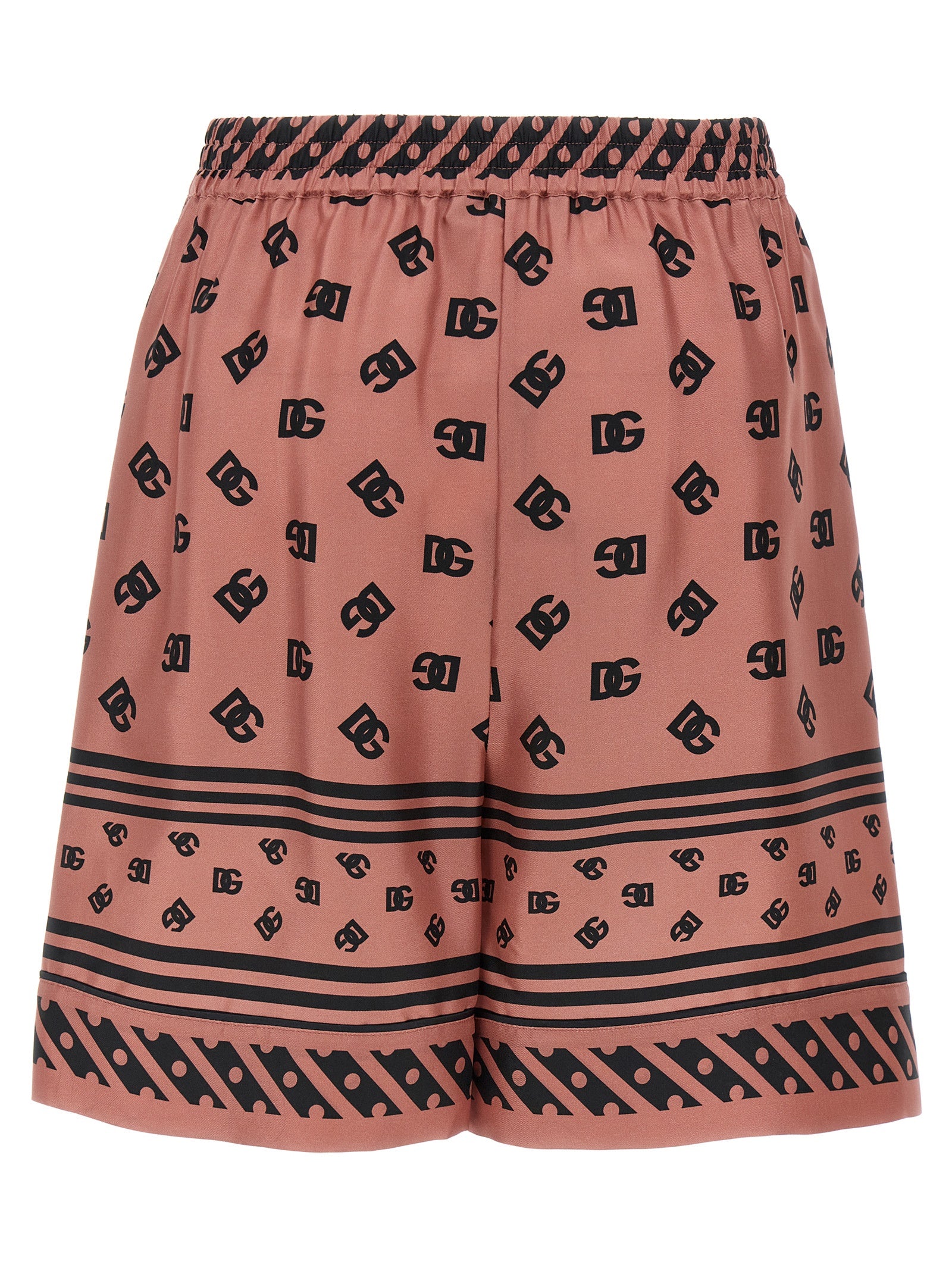 Bermuda Shorts by Dolce & Gabbana for women in silk satin multicolor & pink features a sartorial silhouette, showcasing a sartorial and short with a sophisticated for a sartorial look.