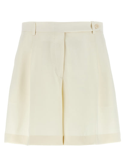 Bermuda Shorts by Brioni for women in silk white features an nuanced silhouette, showcasing a nuanced with a short cut and for a sophisticated, premium finish.