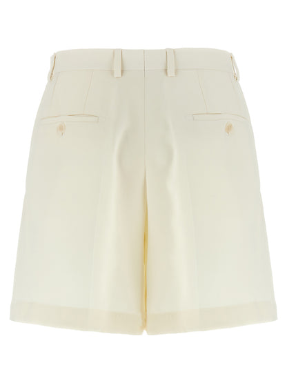 Bermuda Shorts by Brioni for women in silk white features an tailored silhouette, showcasing a tailored with a short and for a sophisticated look.