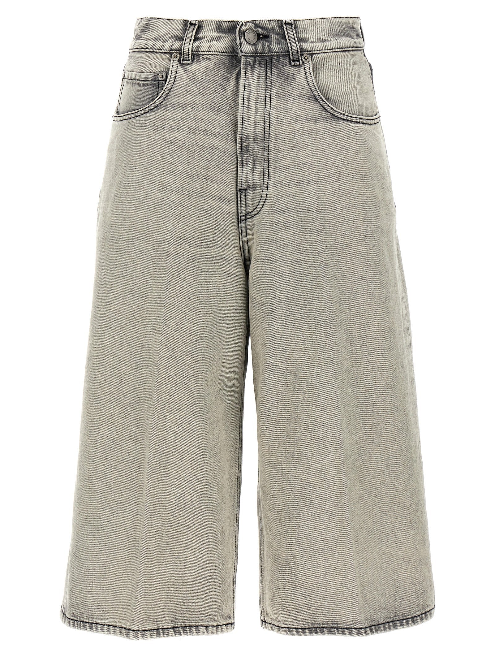 Denim Shorts by Haikure for women in denim cotton gray, pearl & white features an utilitarian chic relaxed-fit & wide with a short and , creating a utilitarian chic silhouette perfect for elevated casual styling.