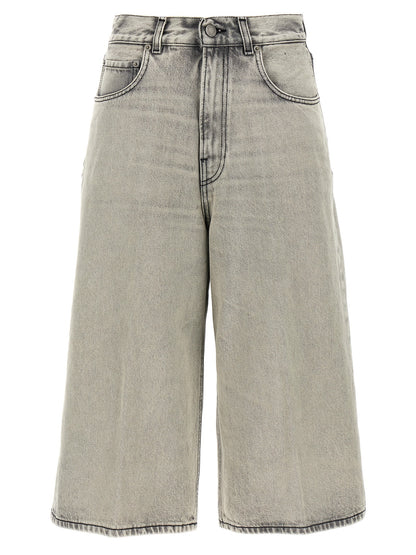 Denim Shorts by Haikure for women in denim cotton gray, pearl & white features an utilitarian chic relaxed-fit & wide with a short and , creating a utilitarian chic silhouette perfect for elevated casual styling.