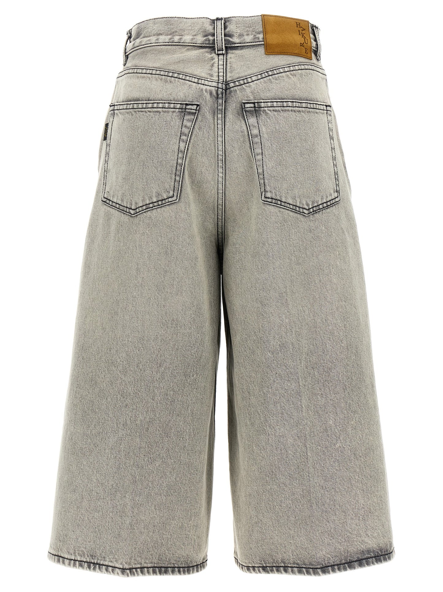 Denim Shorts by Haikure for women in denim cotton gray, pearl & white presents a utilitarian silhouette, showcasing a utilitarian relaxed-fit & wide with a short and .