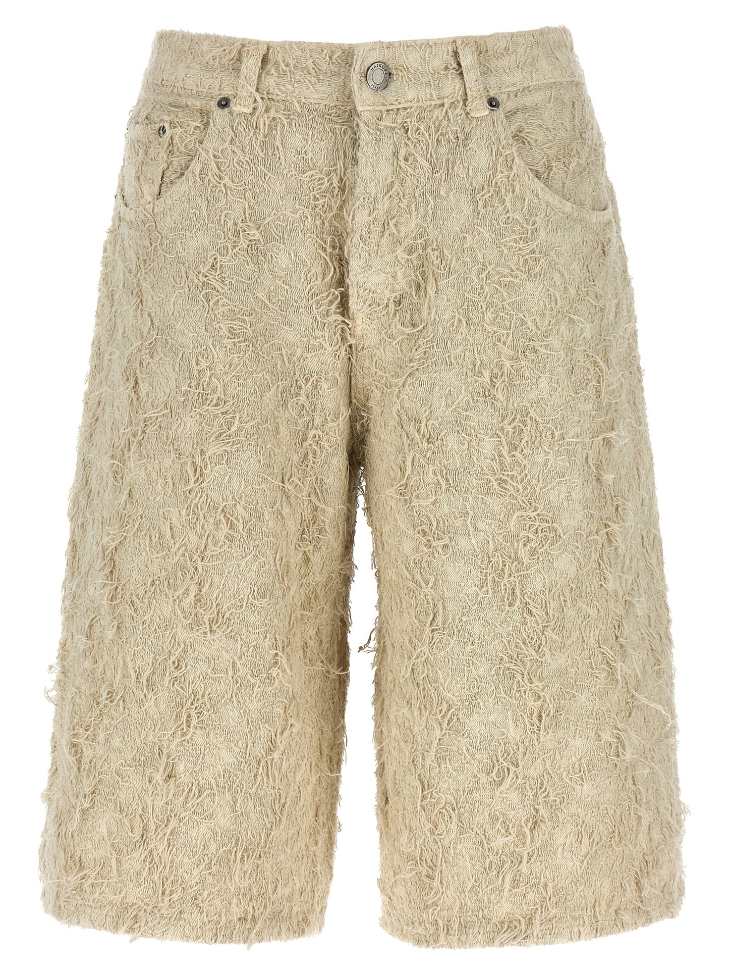 Denim Shorts by Haikure for women in denim cotton & fur beige presents a contemporary silhouette, featuring a contemporary relaxed-fit & wide and short with a contemporary for a sophisticated summer look.