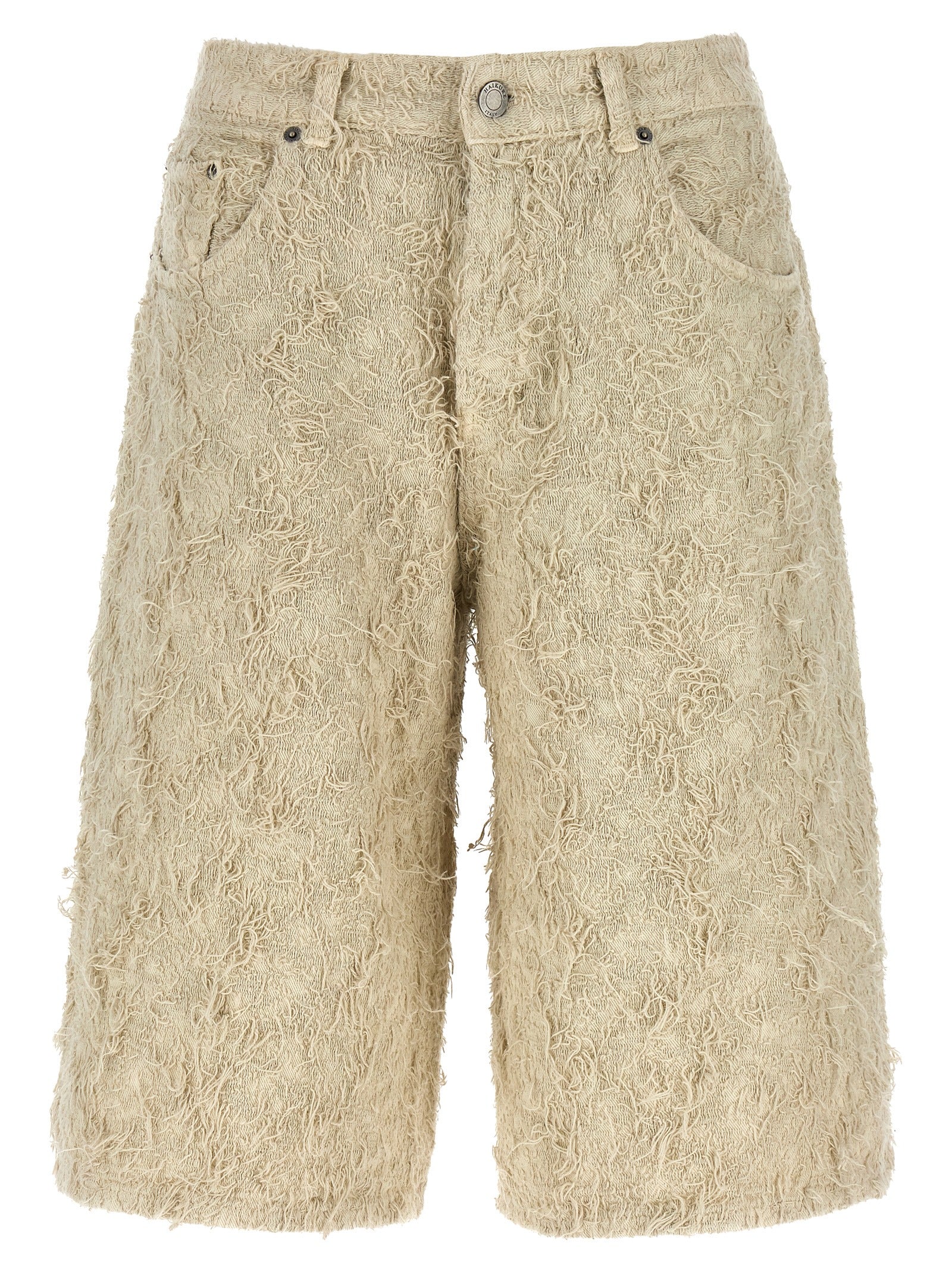 Denim Shorts by Haikure for women in denim cotton & fur beige presents a contemporary silhouette, featuring a contemporary relaxed-fit & wide and short with a contemporary for a sophisticated summer look.