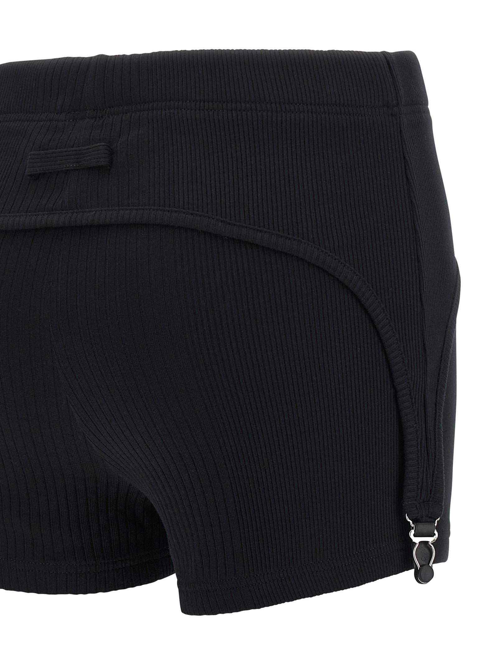 Bermuda Shorts by Jean Paul Gaultier for women in cotton black presents a contemporary silhouette, showcasing a contemporary with a refined short and elegant .