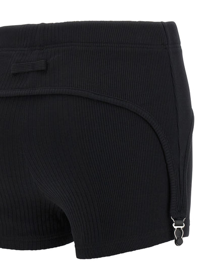 Bermuda Shorts by Jean Paul Gaultier for women in cotton black presents a contemporary silhouette, showcasing a contemporary with a refined short and elegant .