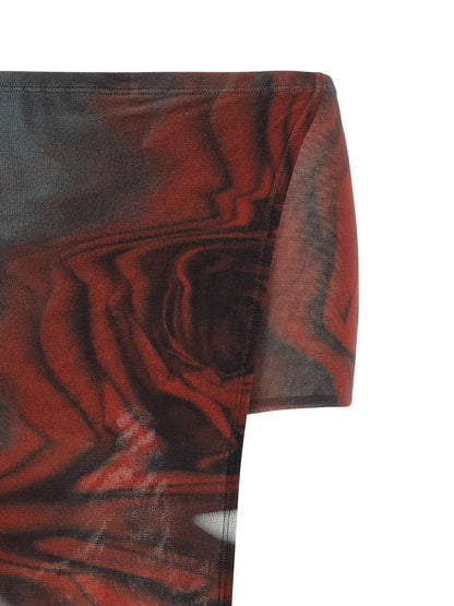Bermuda Shorts by Jean Paul Gaultier for women in polyamide multicolor, red, transparent & print features an tailored silhouette, showcasing a tailored wide with a short and for a sophisticated look.