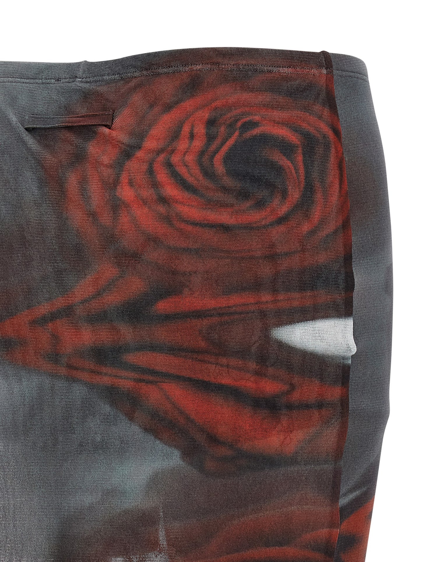 Bermuda Shorts by Jean Paul Gaultier for women in polyamide multicolor, red, transparent & print features a sartorial silhouette, showcasing a sartorial wide and short with a sophisticated for a sartorial look.
