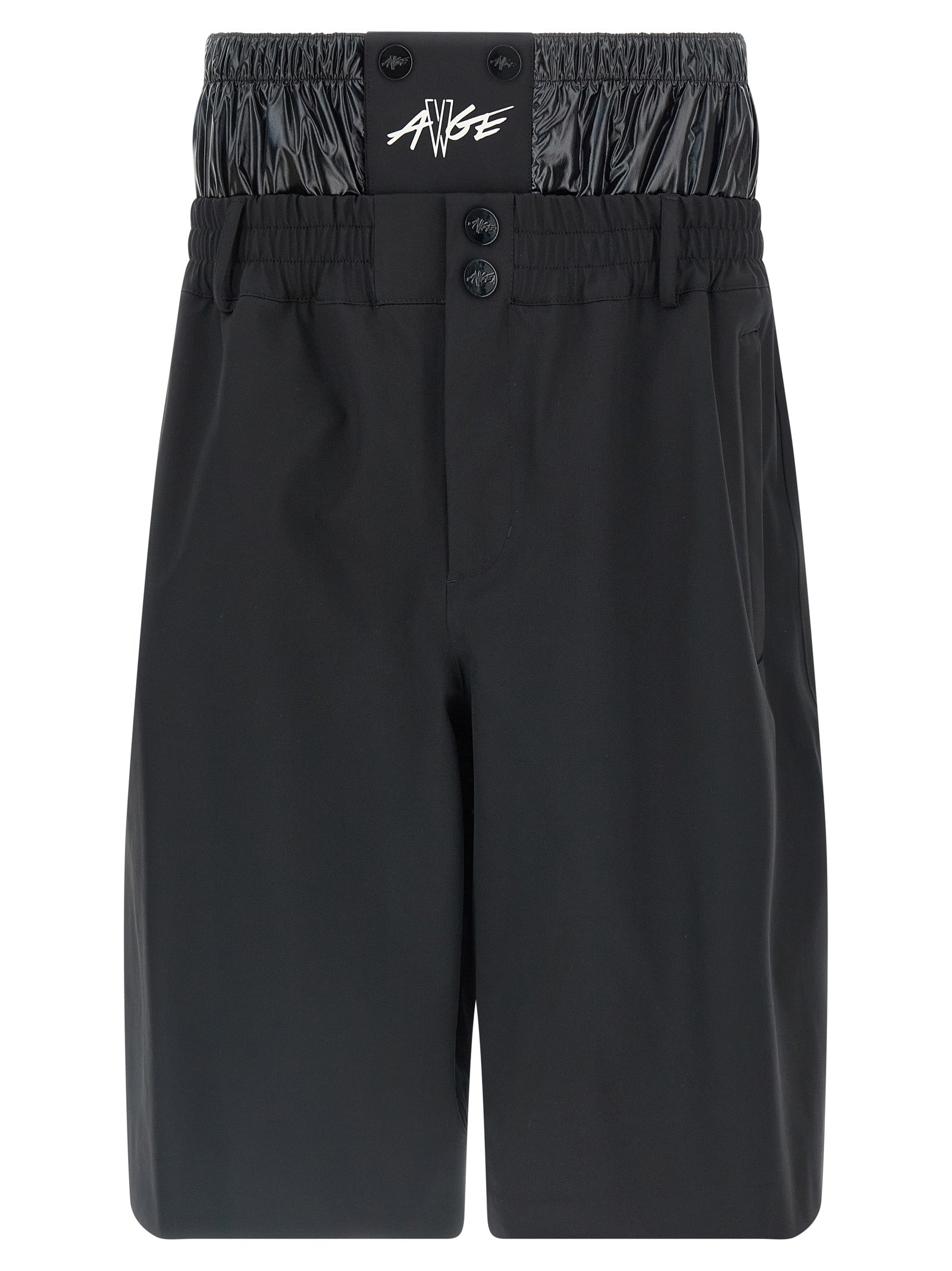 Bermuda Shorts by MONCLER GENIUS for men in nylon black & print presents a contemporary silhouette, showcasing a contemporary with a refined short and elegant .