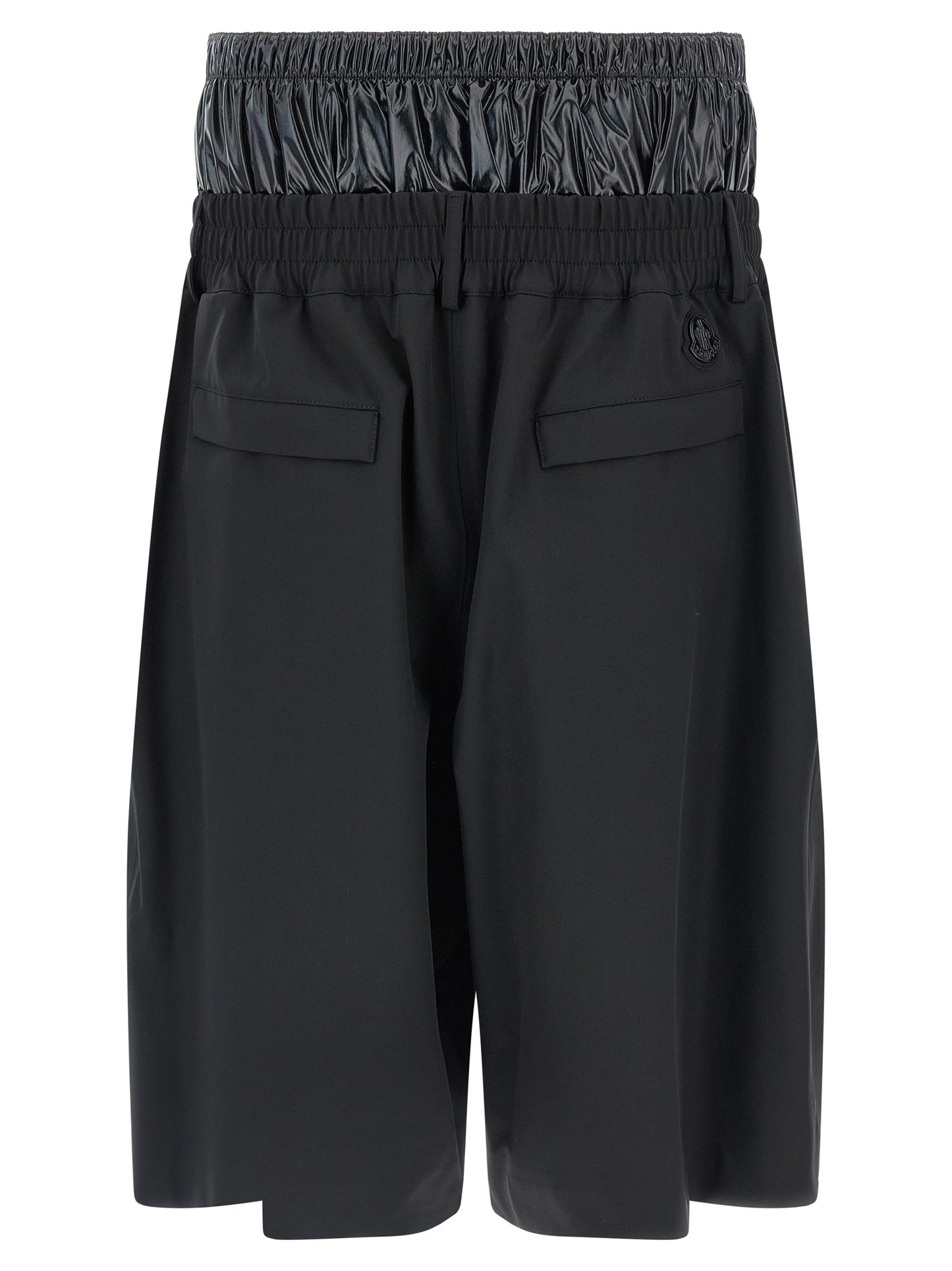 Bermuda Shorts by MONCLER GENIUS for men in nylon black & print features a sartorial silhouette, showcasing a sartorial and short with a sophisticated for a sartorial look.
