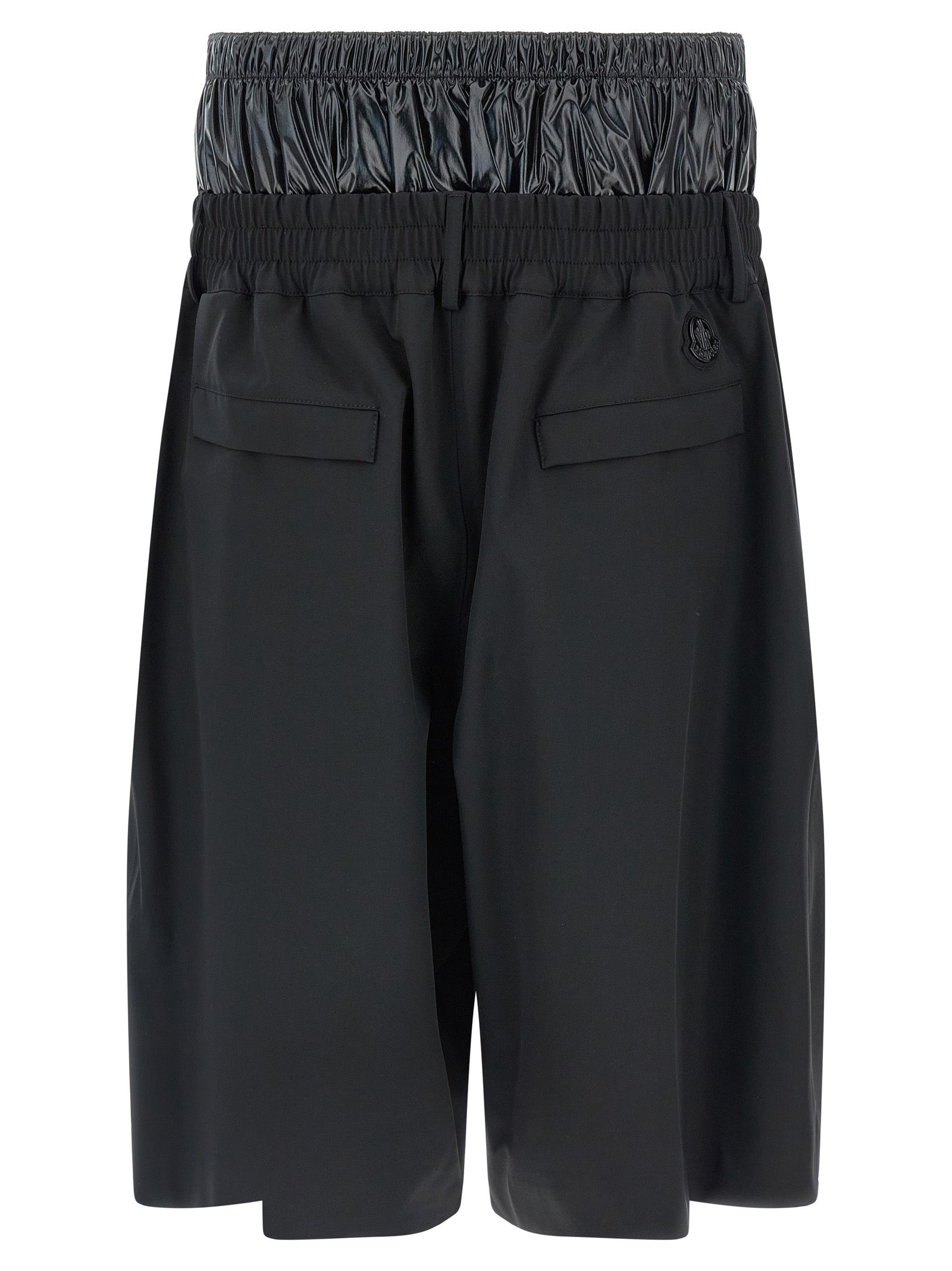 Bermuda Shorts by MONCLER GENIUS for men in nylon black & print features a sartorial silhouette, showcasing a sartorial and short with a sophisticated for a sartorial look.