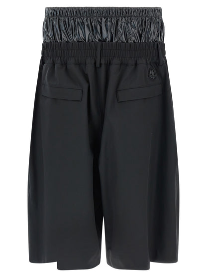 Bermuda Shorts by MONCLER GENIUS for men in nylon black & print features a sartorial silhouette, showcasing a sartorial and short with a sophisticated for a sartorial look.