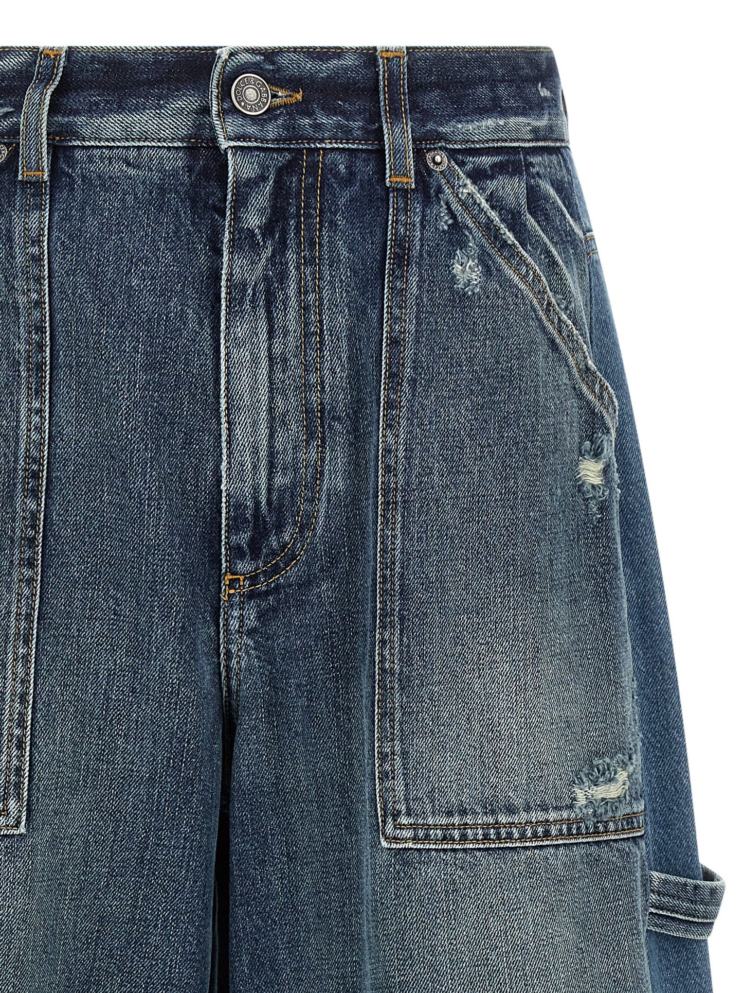 Denim Shorts by Dolce & Gabbana for women in denim cotton blue & patchwork features an unrivaled comfort flared & wide and short with an unrivaled comfort .