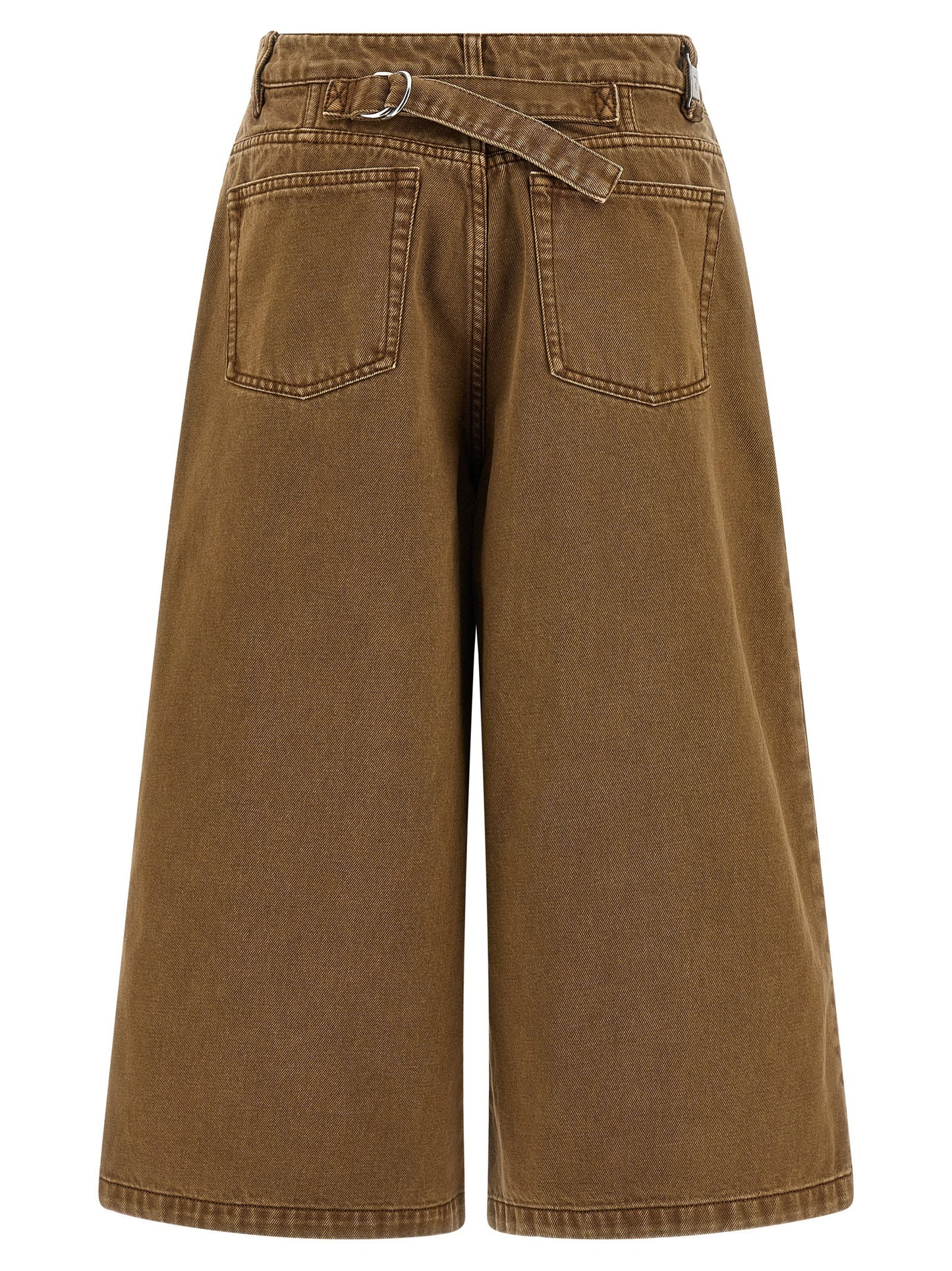 Ami Paris Women's Flared Wide Denim Cotton Shorts - Brown