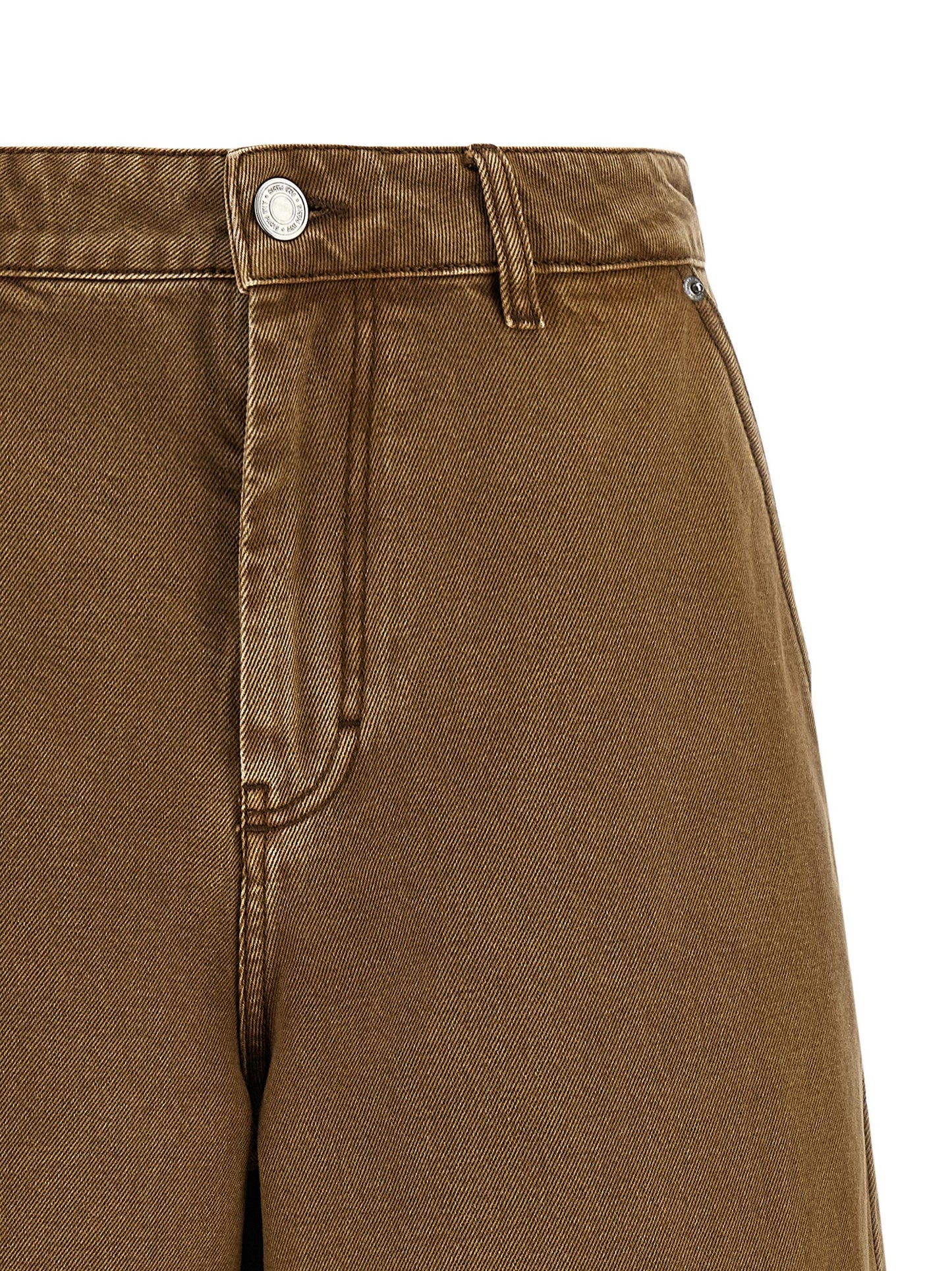 Ami Paris Women's Flared Wide Denim Cotton Shorts - Brown