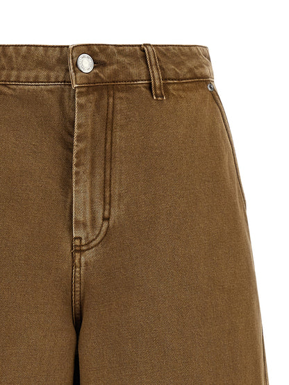 Ami Paris Women's Flared Wide Denim Cotton Shorts - Brown