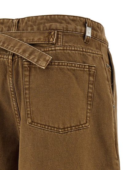 Ami Paris Women's Flared Wide Denim Cotton Shorts - Brown