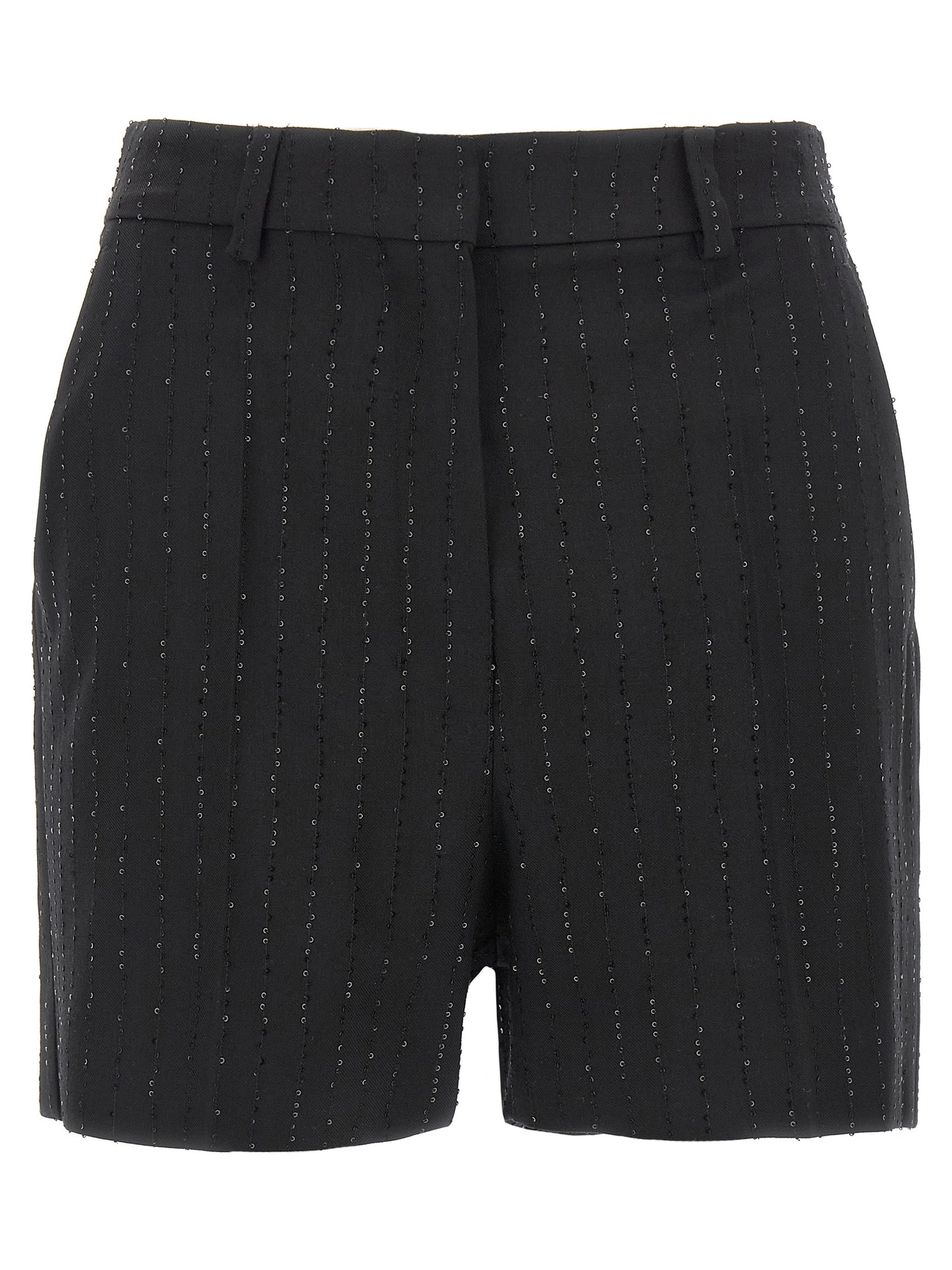 Bermuda Shorts by Max Mara for women in polyamide virgin wool & sequins black features a sartorial silhouette, showcasing a sartorial and short with a sophisticated for a sartorial look.