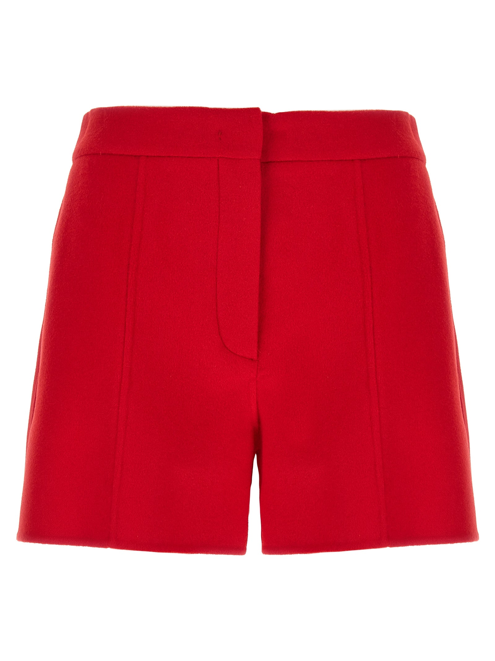 Bermuda Shorts by Sportmax for women in virgin wool multicolor & red presents a sleek silhouette, featuring a sleek with a refined short and a sophisticated low rise.