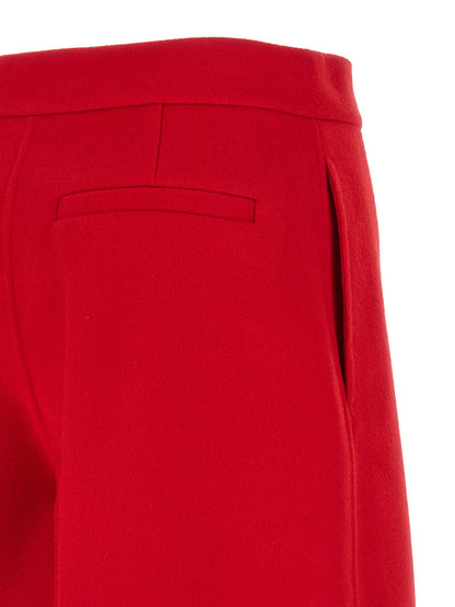 Bermuda Shorts by Sportmax for women in virgin wool multicolor & red features a sartorial silhouette, showcasing a sartorial and short with a sophisticated low rise for a sartorial look.