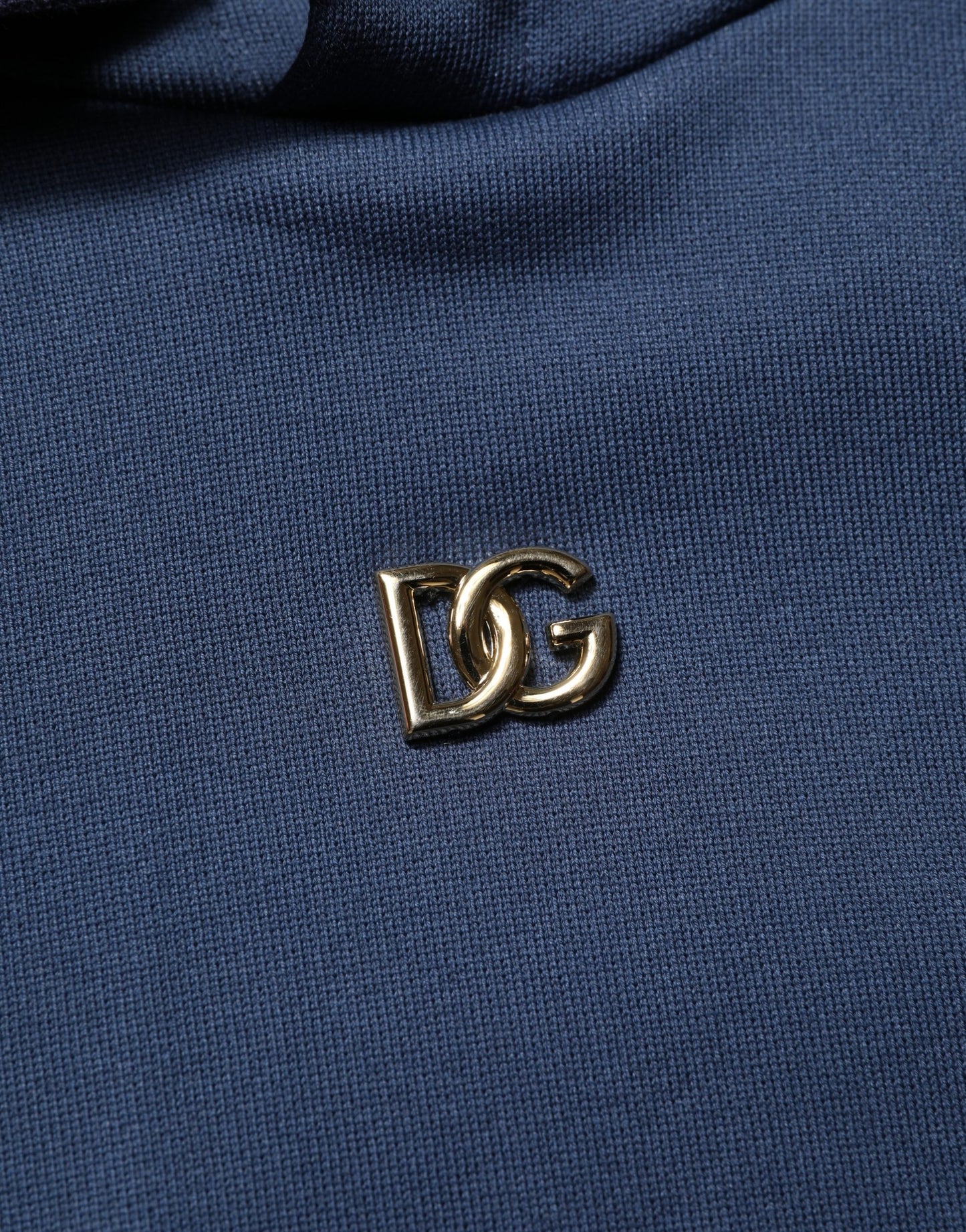 Dolce & Gabbana Blue Cotton Coral Logo Hooded Sweatshirt Sweater