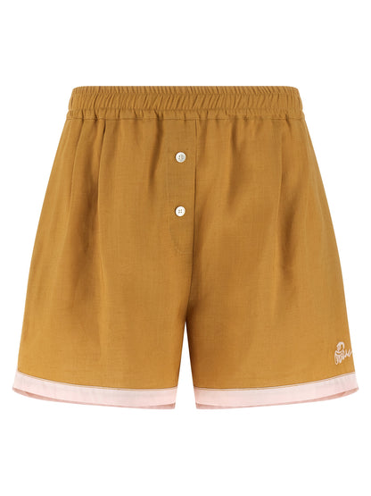 Marni Marni Women's Linen & Calfskin Bermuda Shorts - Bicolour Yellow