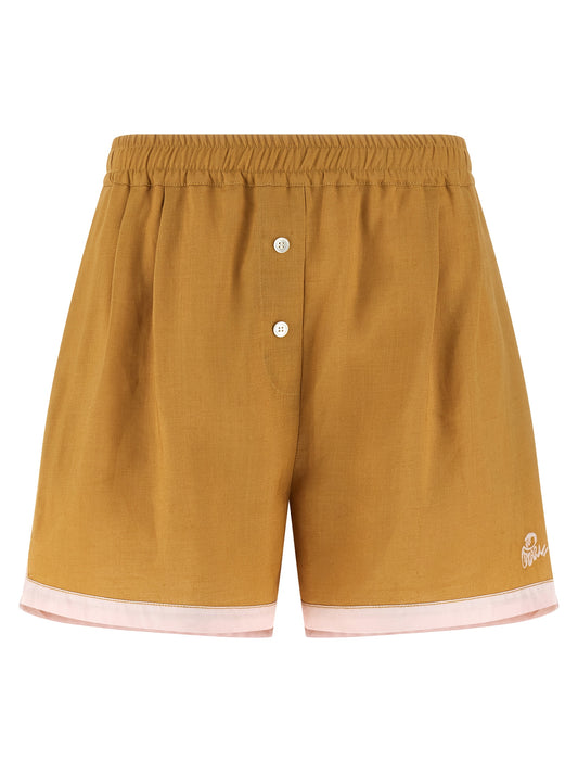 Marni Marni Women's Linen & Calfskin Bermuda Shorts - Bicolour Yellow
