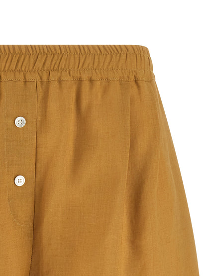 Marni Marni Women's Linen & Calfskin Bermuda Shorts - Bicolour Yellow